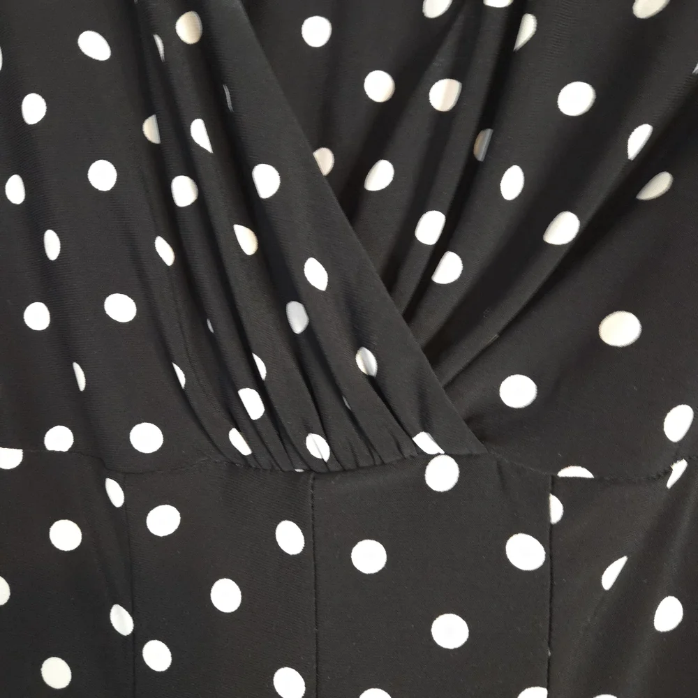 Lauren Ralph Lauren Women's Black Sleeveless Midi Dress with White Dots Size 10 - Picture 4 of 6